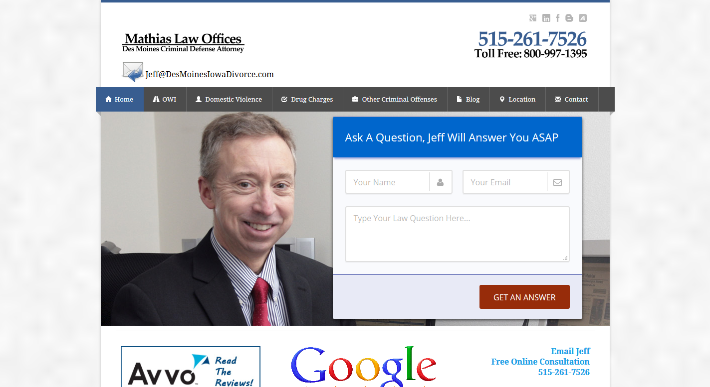 Mathias Law Offices WebPage